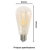 GY Vintage Edison LED Light Bulbs 8W Equivalent To 80W 850 Lumens Warm White High Brightness 2700K Antique LED Light Bulb ST64 Clear Glass Pack of 6 Gold Tone