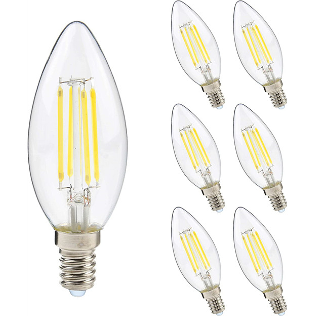 GY 6 Vintage Edison LED Light Bulbs, C35 4W, 420 Lumens, Warm White 2700K High Brightness