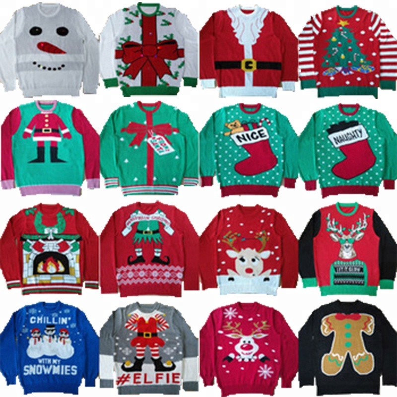 OEM Unisex adults ugly christmas sweater manufacturer with LED lights