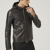 P18E009BW up to date fashion hot sale custom hooded real leather jacket for man all seansons