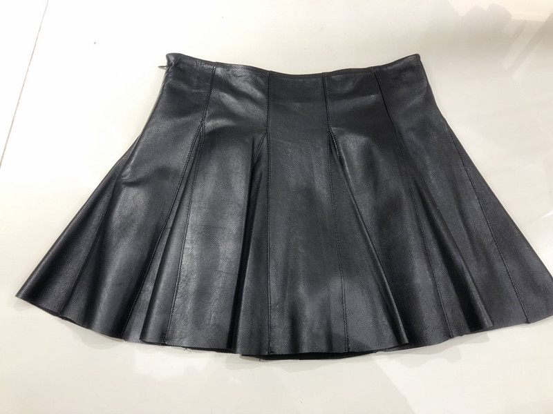 2019 women new design leather skirt high quality sheep leather mini skirt