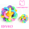 Pet Dog Cat Rainbow Color Rubber Bell Ball Toy