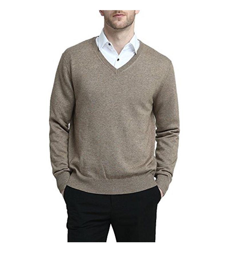 PK18A41HX Men's Cashmere Wool Blend Relaxed V-Neck Sweater