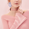 P18B164CH V neck women loose fit long bell sleeve cashmere sweater pullover top