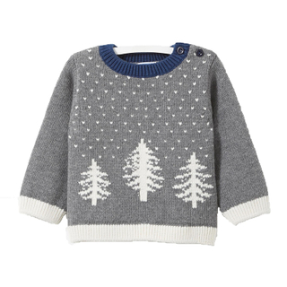 P18B030BE kids winter knitted tree jacquard design long sleeve christmas pullover sweater