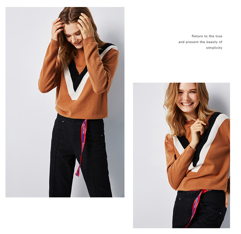 New 2019 Autumn-Spring Fashion Women V-neck Knit Sweater Outerwear Pullover Tops Knitted wool Cashmere Sweater