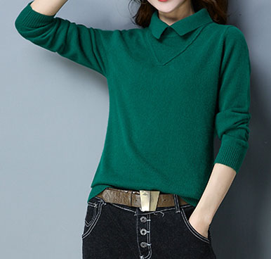PK18ST067 lily collar cable knit cashmere sweaters for women
