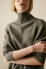 P18B07TR 100% cashmere high neck loose knitted lady pullover sweater