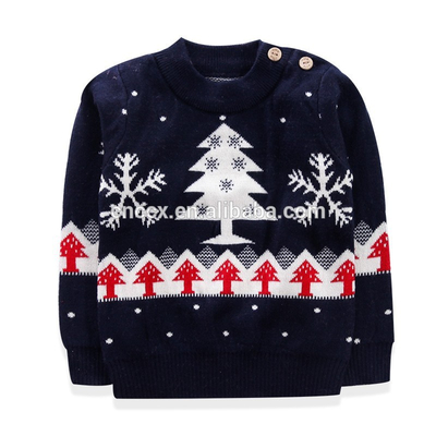 17CSK022 2017 new button knit kids christmas sweater
