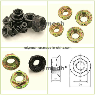 DIN6923 Color Zinc/Black Zinc/Nickel Plated Carbon Steel Hex Flange Nut for Fasteners