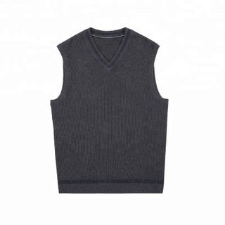 P18B198BE men winter warm cashmere V neck contract color fashion outfit knitted vest