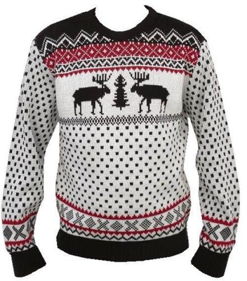 festive tree& deer pattern ugly christmas sweater