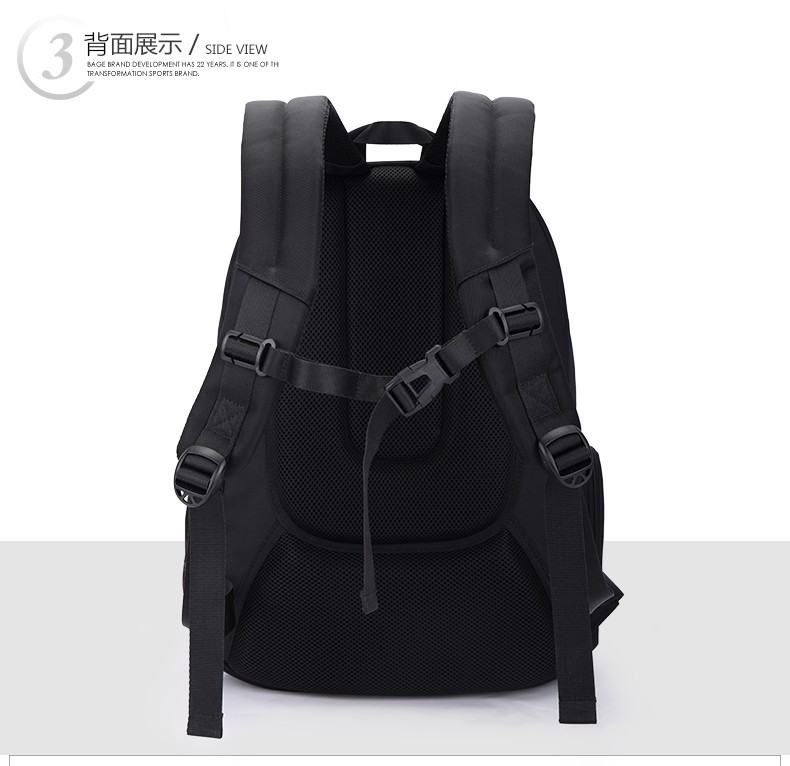 Waterproof plain black school backpack (2)