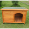 Log Cabin Dog House Pet Wood House Kennel with flat roof