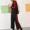Women's winter cashmere sports fashion contract color turtle neck sweater and pants suits
