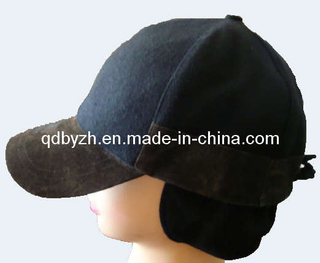 Wool/Leather Winter Cap with Earflaps