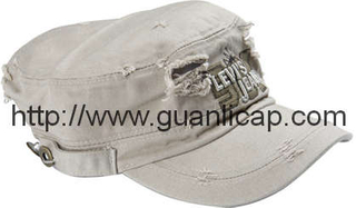 Destroyed polo twill emb. army cap