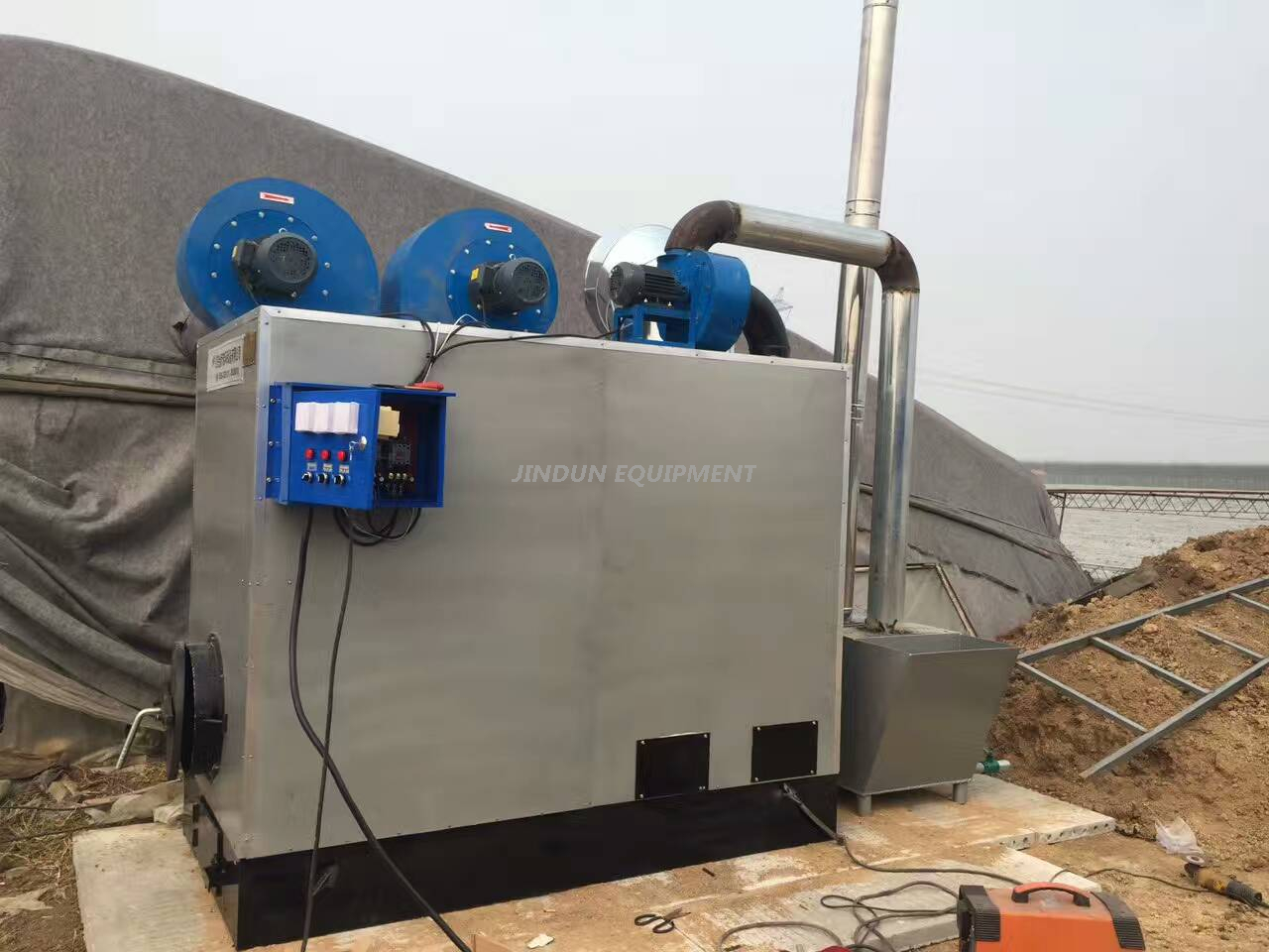 Coal burning Air heater for duck house climate solution and temperature control