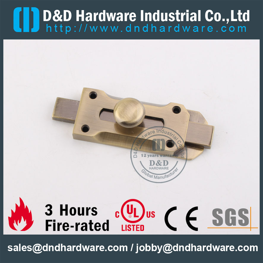 D & D Hardware-parafuso de porta de aço inoxidável de bronze antigo DDDB025