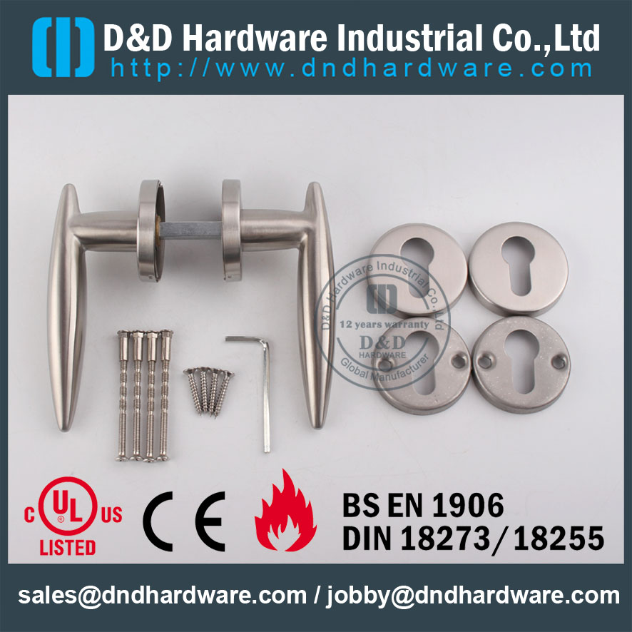 D & D Hardware-maçaneta da porta de aço Inoxidável sólido Com CE DDSH021