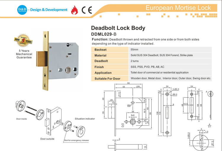 Bloqueio Deadbolt Body-D & D Hardware
