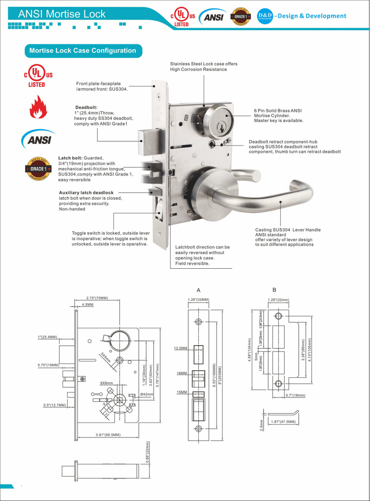 ANSI MORTISE LOCK-D&Dハードウェア