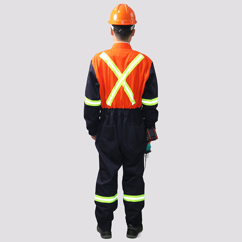 One Piece BICOLOR 270 Grams Cotton Waterproof High Visibility Reflective Safety Coverall Workwear