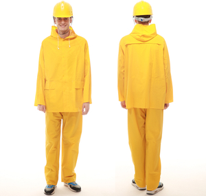 Yellow 100% Waterproof PVC Polyester Raincoats