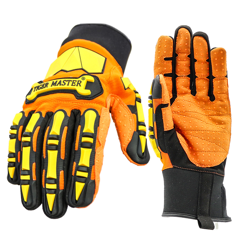 Non-slip TPR impact resistant mechanic gloves