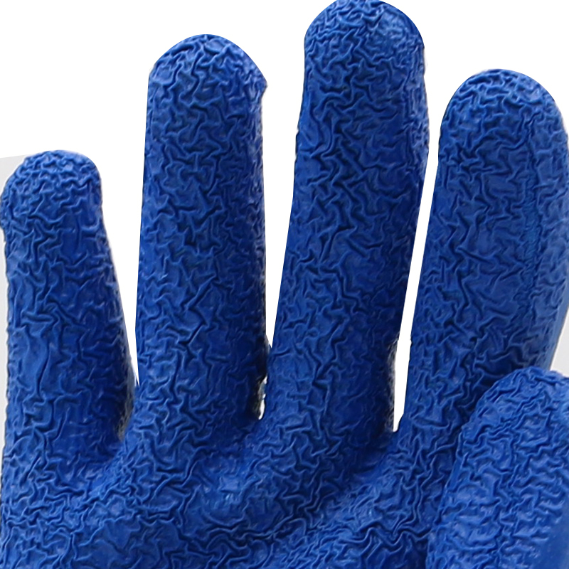 CE EN 388 Anti Slip Poly-cotton Blue Latex Work Gloves Custom Logo