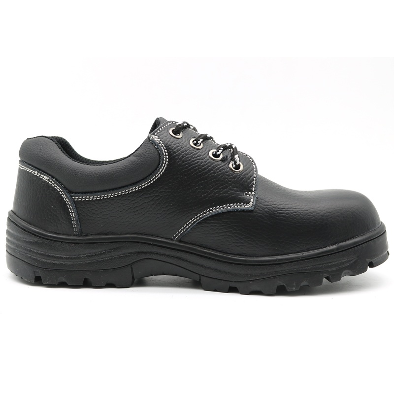 Slip Acid Resistant Black Leather Oil Field Work Shoes Steel Toe