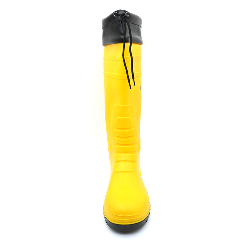Yellow Anti Slip Steel Toe Gumboots Rain Boots with PU Collar