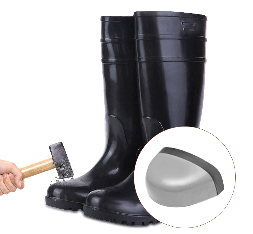 Steel Toe Puncture Resistant Shiny Pvc Safety Boots