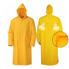 Yellow Waterproof PVC Polyester Long Gown Raincoat for Men