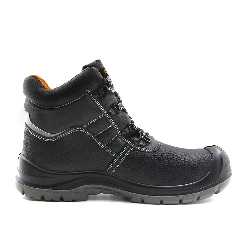 Black Leather Anti Slip Pu Sole Industrial Safety Boots with Steel Toe ...