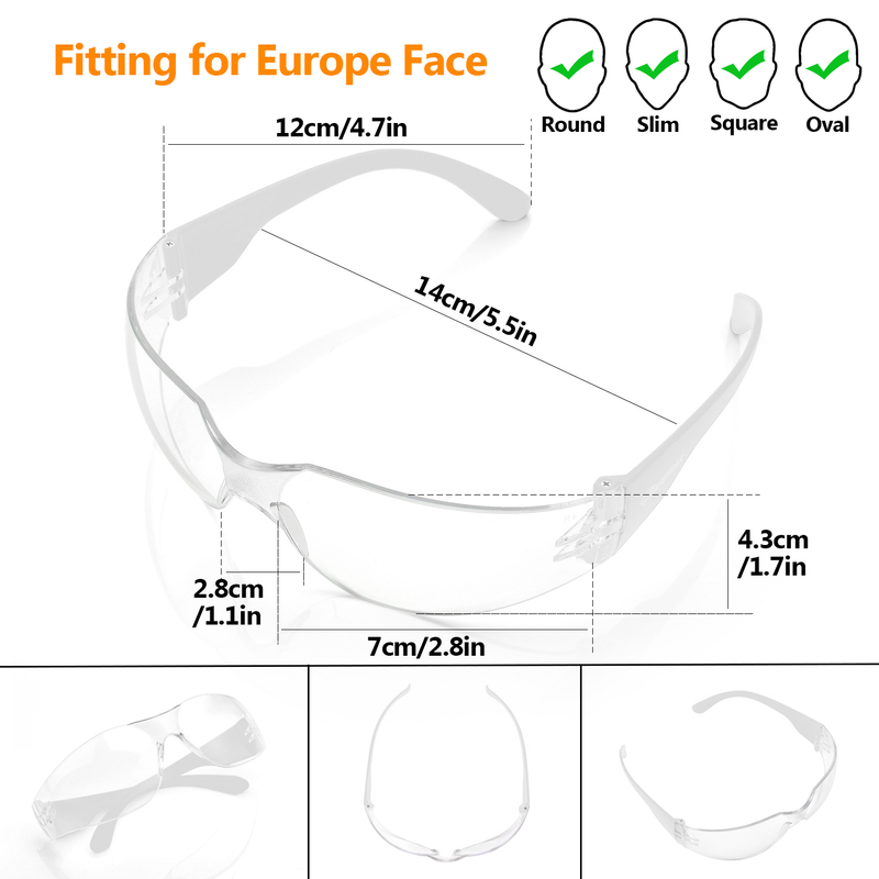 CE EN 166F And ANSI Z87.1 Clear PC Lens Lab Anti Scratch Safety Goggles ...