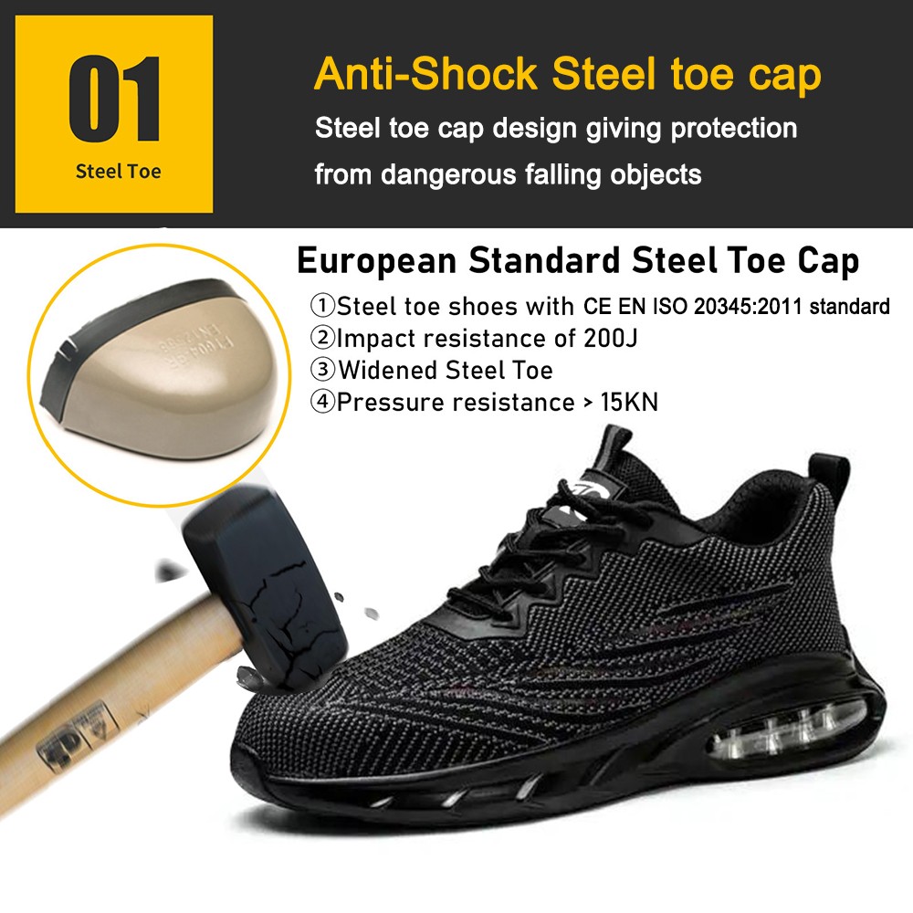 Shock Absorption Steel Toe Breathable Safety Shoes Sport