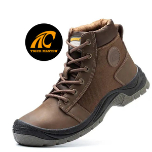 Brown Leather Construction Safety Shoes with Steel Toe Mid-sole