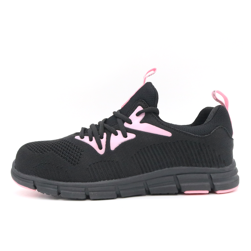Anti-skid Sports Safety Shoes Pink for Women Steel Toe