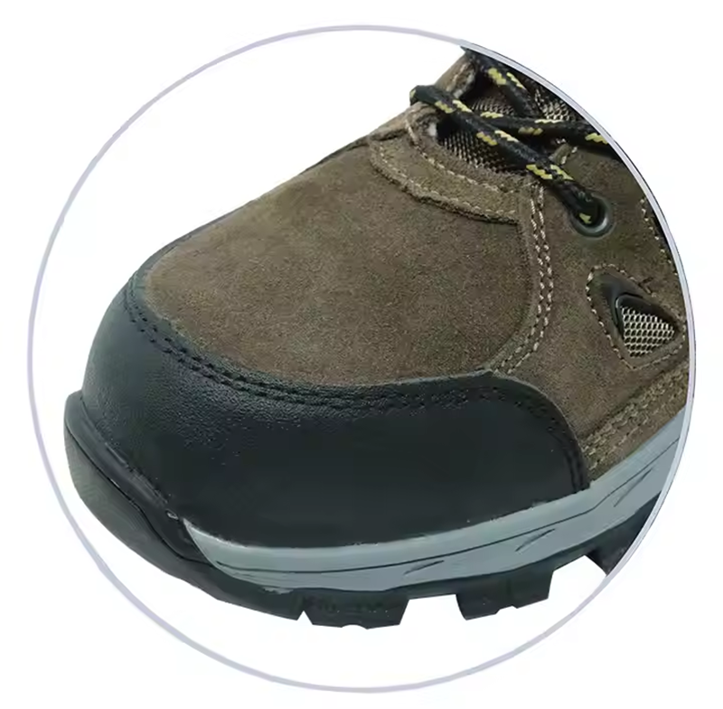 Rubber Sole Brown Suede Safety Shoes Hiking