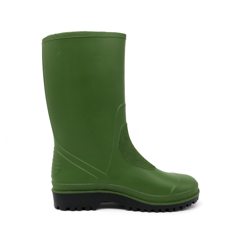 Anti Slip Waterproof Green Children Pvc Rain Boots