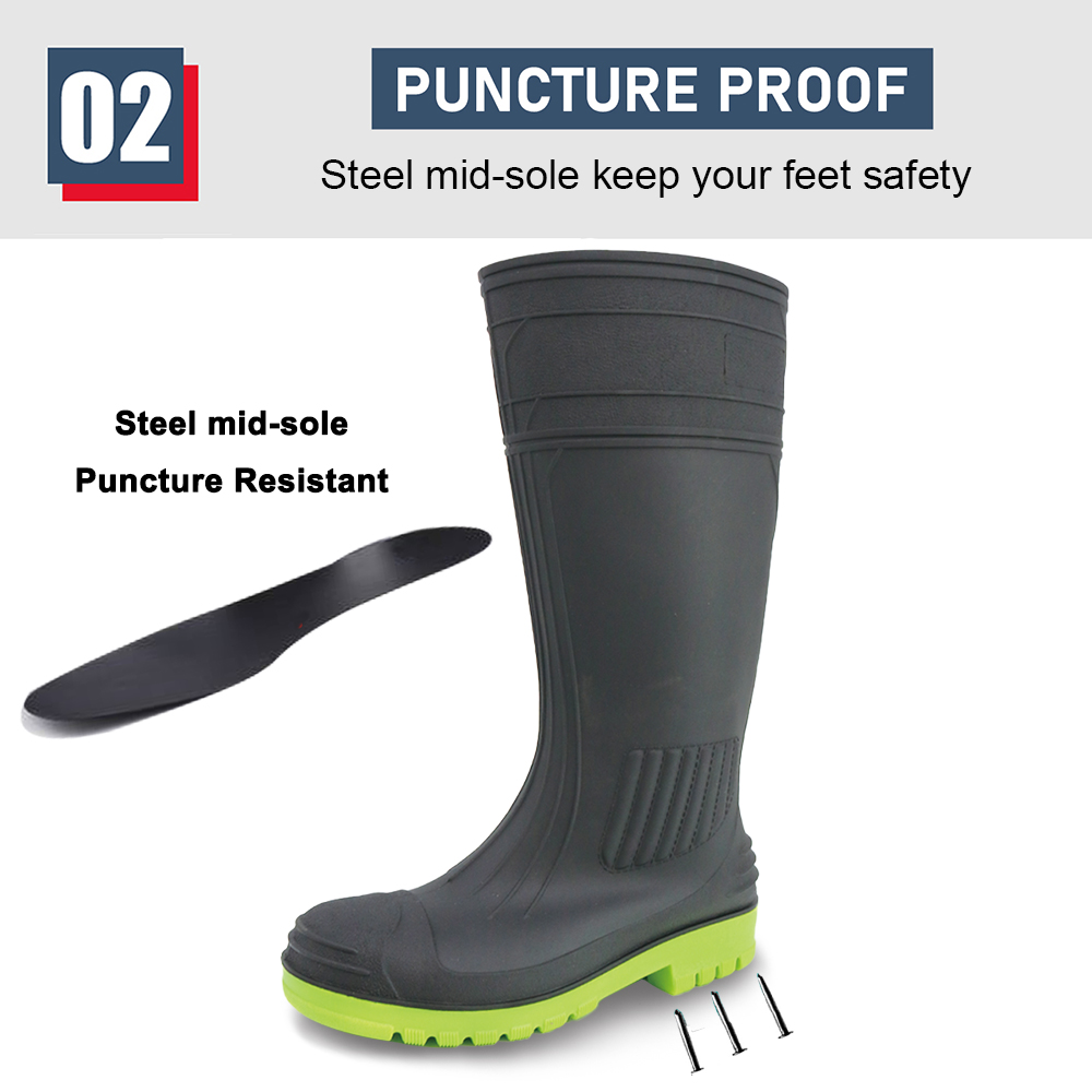 Waterproof PVC Safety Rain Boots for Construction