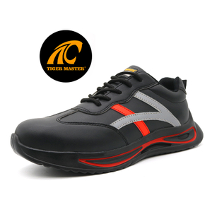 Black Microfiber Leather Anti Slip Pu Sole Work Safety Shoes for Men Steel Toe
