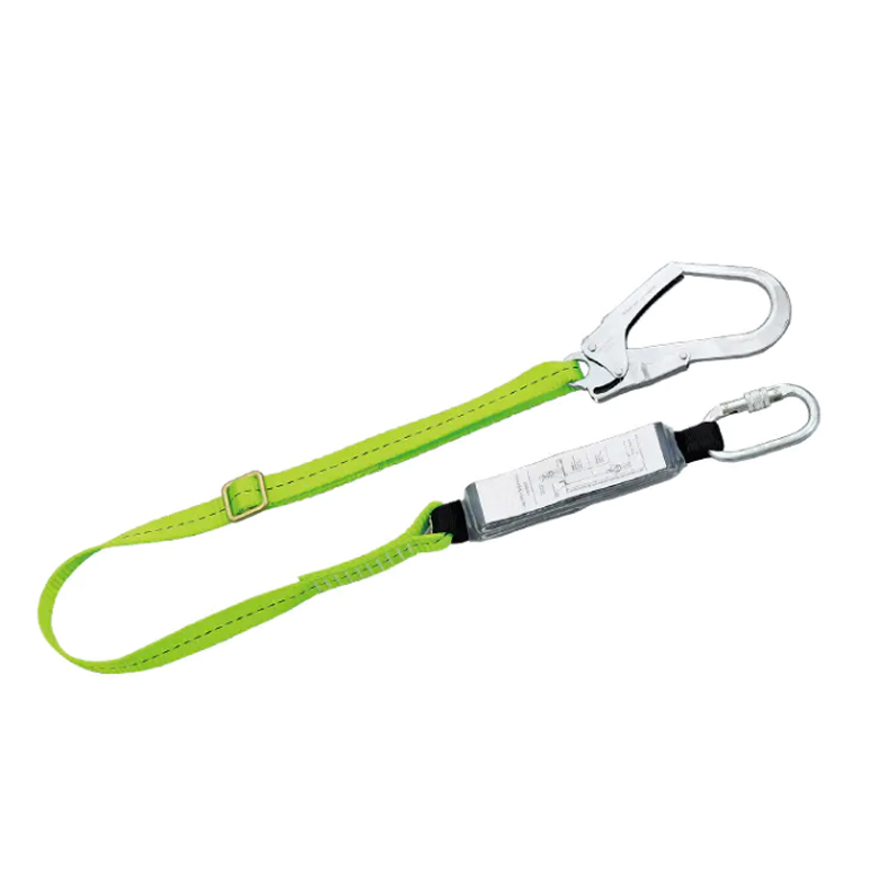 CE EN355 Adjustable Polyester Webbing Energy Absorber Lanyard with 1 Pc Forged Steel Scaffold Hook