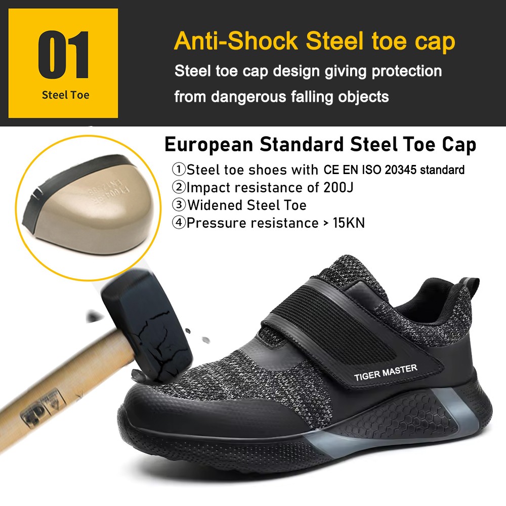 Non-slip Steel Toe Anti Puncture Fashionable Safety Shoes without Lace