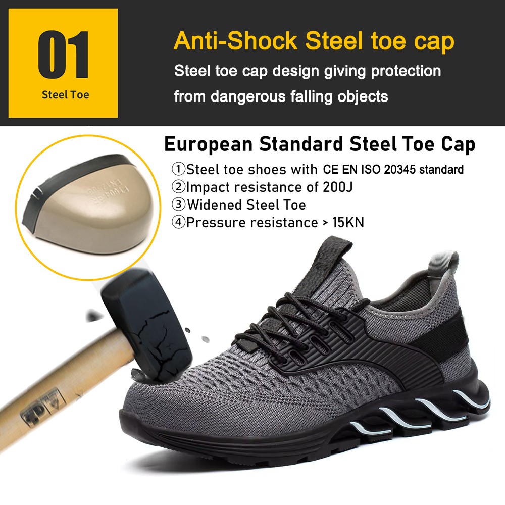 Grey Anti-slip EU Steel Toe Sport Safety Shoes for Warehouse