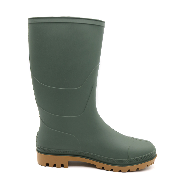 Waterproof Non-slip Green PVC Rain Boots for Garden Farming