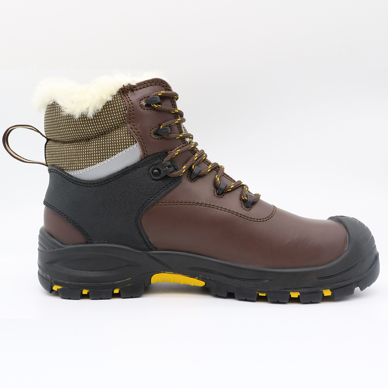 Winter Fiberglass Toe Anti Puncture Leather Safety Shoes 