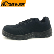 Full Black Flying Knit Sport Safety Shoes with Steel Toe