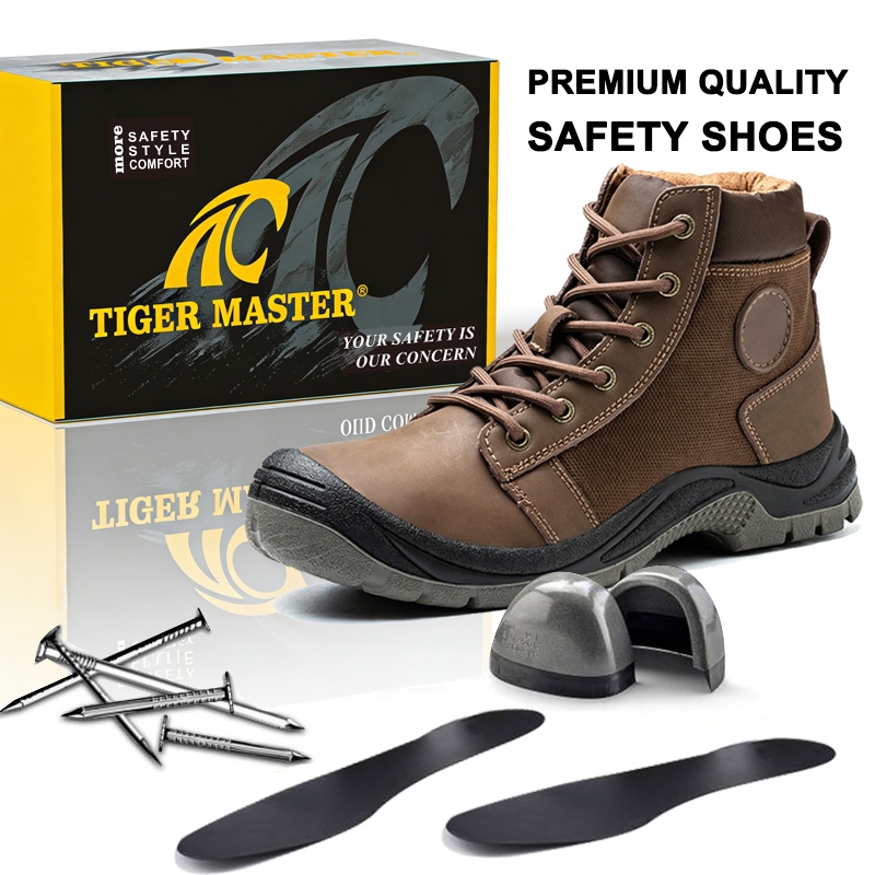 Genuine Leather Steel Toe Construction Safety Shoes for Men